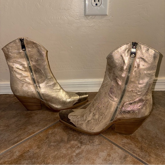 New Anthropologie x Free People Braydon Western Boot Bootie Champagne Gold 36 6 - Picture 4 of 7
